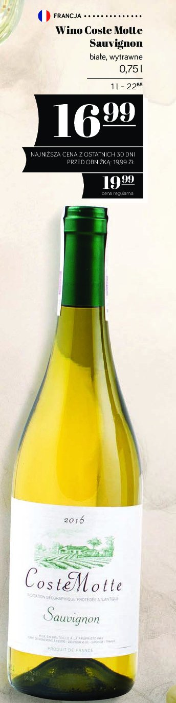 Wino COSTE MOTTE SAUVIGNON promocja