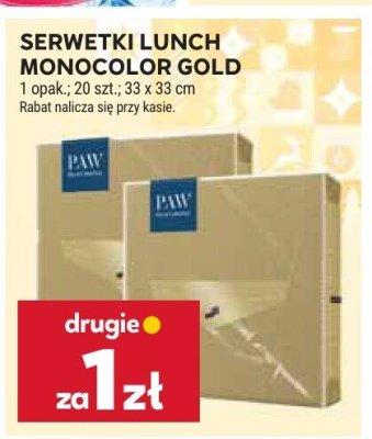 Serwetki lunch Monocolor Gold PAW promocja w Stokrotka