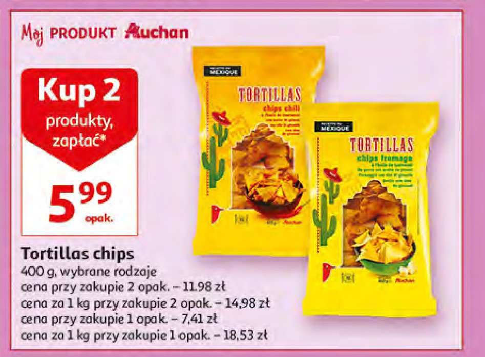 Tortilla chips serowe Auchan promocja