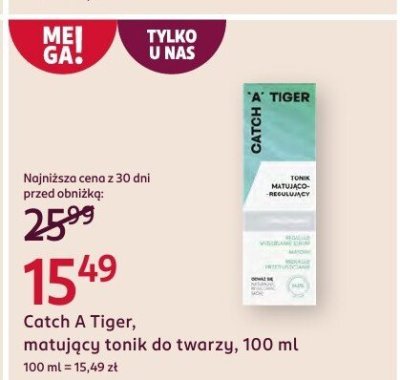 Matujący tonik do twarzy Catch A Tiger promocja w Rossmann