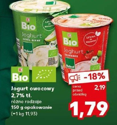 Jogurt truskawkowy K-classic bio promocja w Kaufland