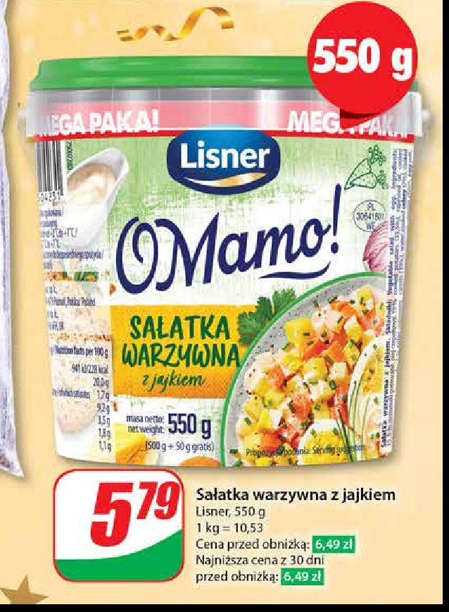 Sałatka warzywna z jajkiem Lisner o mamo! promocja