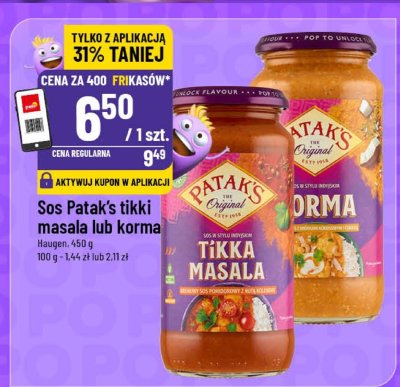 Sos Patak's tikki masala lub korma Hangen promocja w POLOmarket