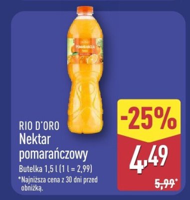 Nektar pomarańczowy RIO D'ORO promocja w Aldi