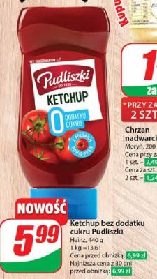Ketchup 0% dodatku cukru Pudliszki promocja
