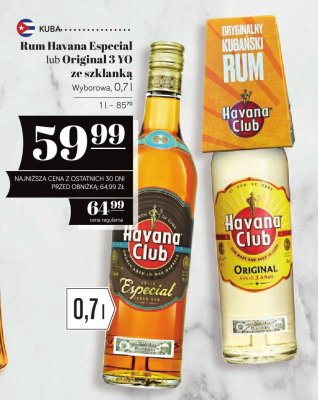 Rum Havana Club Original 3 YO ze szklanką 0,7l promocja w POLOmarket