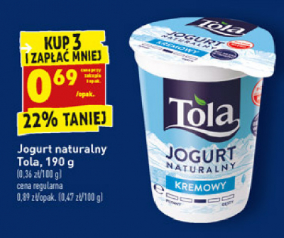 Jogurt naturalny kremowy Tola promocja