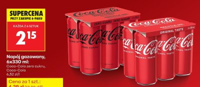 Napój gazowany Coca-Cola Zero Cukru Zero Sugar promocja w Biedronka