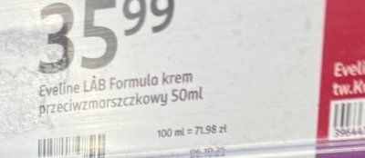 Krem Eveline LAB Formula przeciwzmarszczkowy promocja w Rossmann