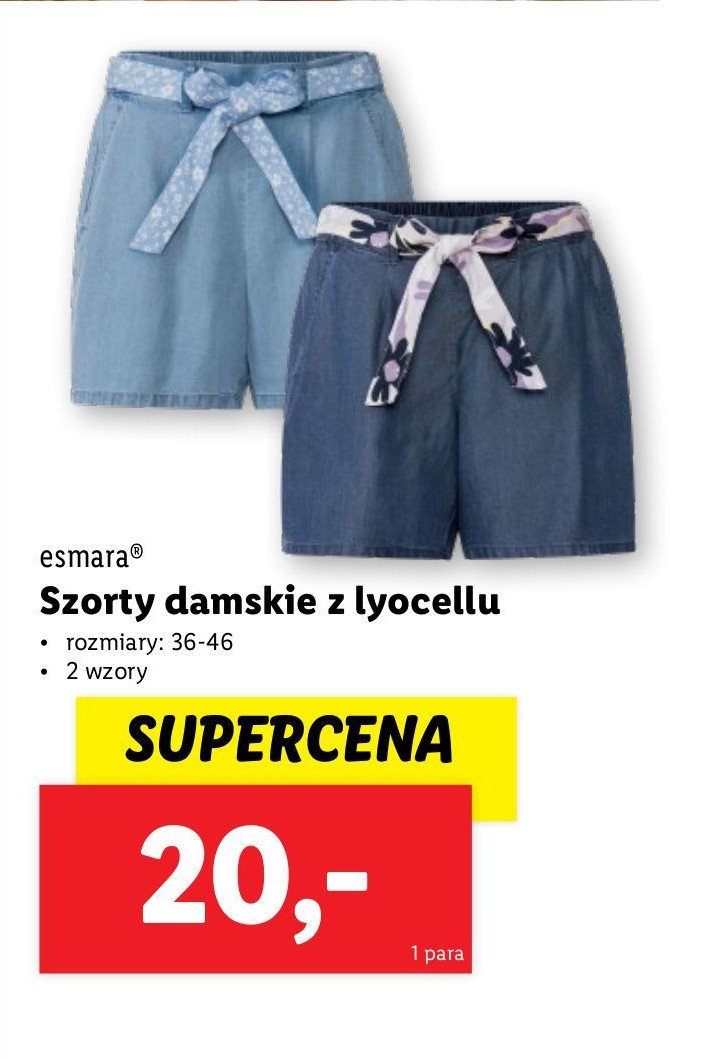 Szorty damskie z lyocellu 34-44 cm Esmara promocja