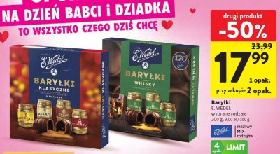Baryłki E. WEDEL, wybrane rodzaje, 200 g, 9,00 zł / 100 g promocja w Intermarche