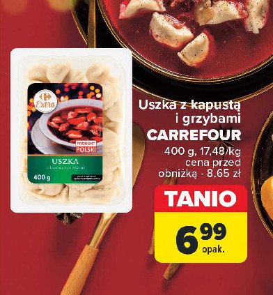 Uszka z kapusta i grzybami Carrefour extra promocja w Carrefour Market