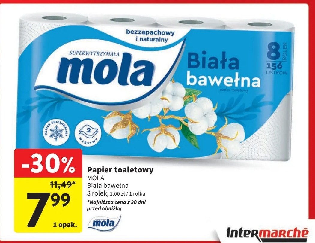 Papier toaletowy bawełniana biel Mola promocja