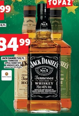 Whiskey Jack Daniel's 0.7l old no.7 tennessee whiskey 40% promocja w TOPAZ
