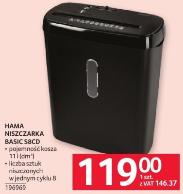 Niszczarka HAMA NISZCZARKA BASIC S8CD promocja w Selgros