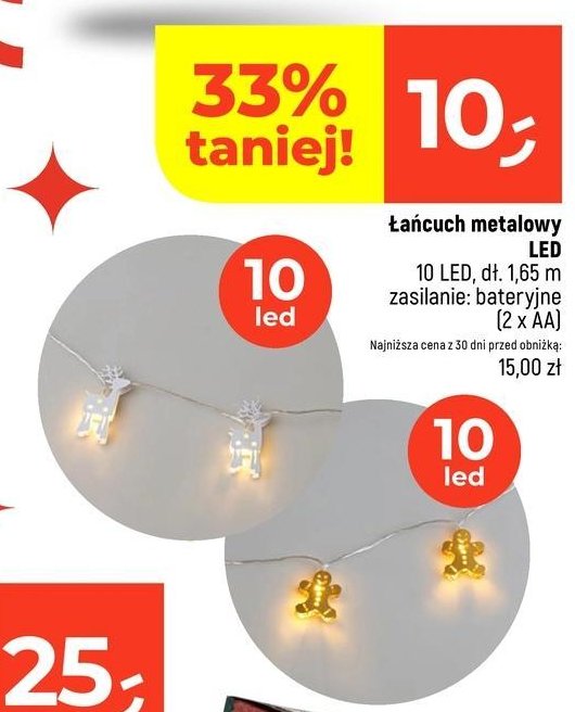 Łańcuch 10 led metalowe promocja