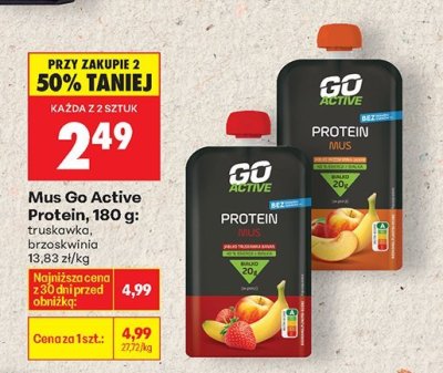 Mus Go Active Protein, 180 g: banan promocja w Biedronka