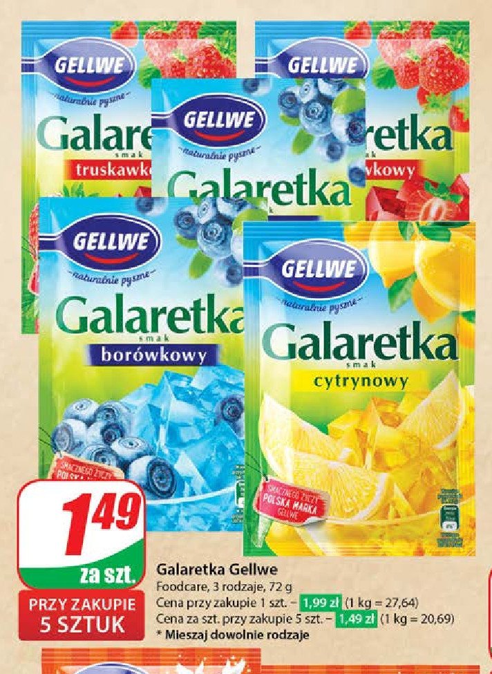 Galaretka truskawkowa Gellwe promocja w Dino