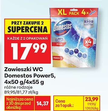 Zawieszki WC Power5, 4x50 g/4x55 g różne rodzaje promocja w Biedronka