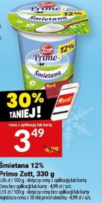 Śmietana 12% Primo Zott, 330 g promocja w Twój Market