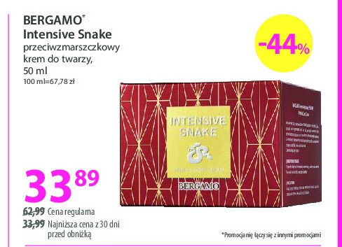 Krem do twarzy Bergamo intensive snake promocja