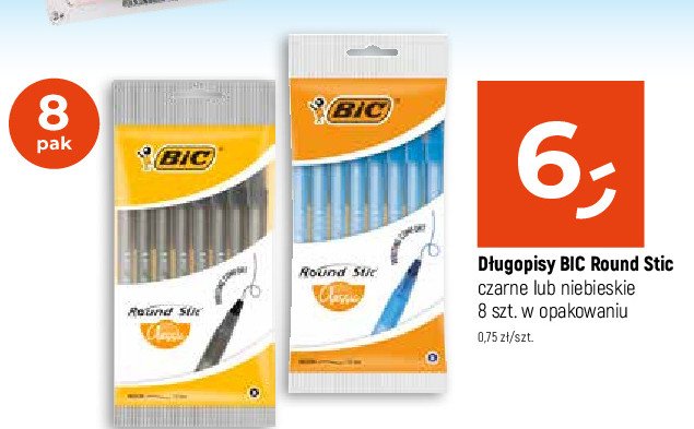 D艂ugopis round stick classic niebieski Bic round stick promocja