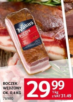 Boczek wędzony Krakus ok. 0,4 kg promocja w Selgros