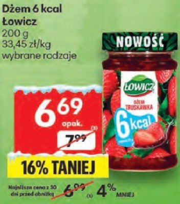 Dżem 6 kcal Łowicz wybrane rodzaje promocja w Delikatesy Centrum