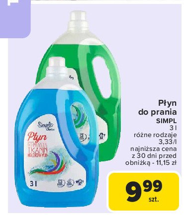 Płyn do prania do kolorów Simpl promocja w Carrefour