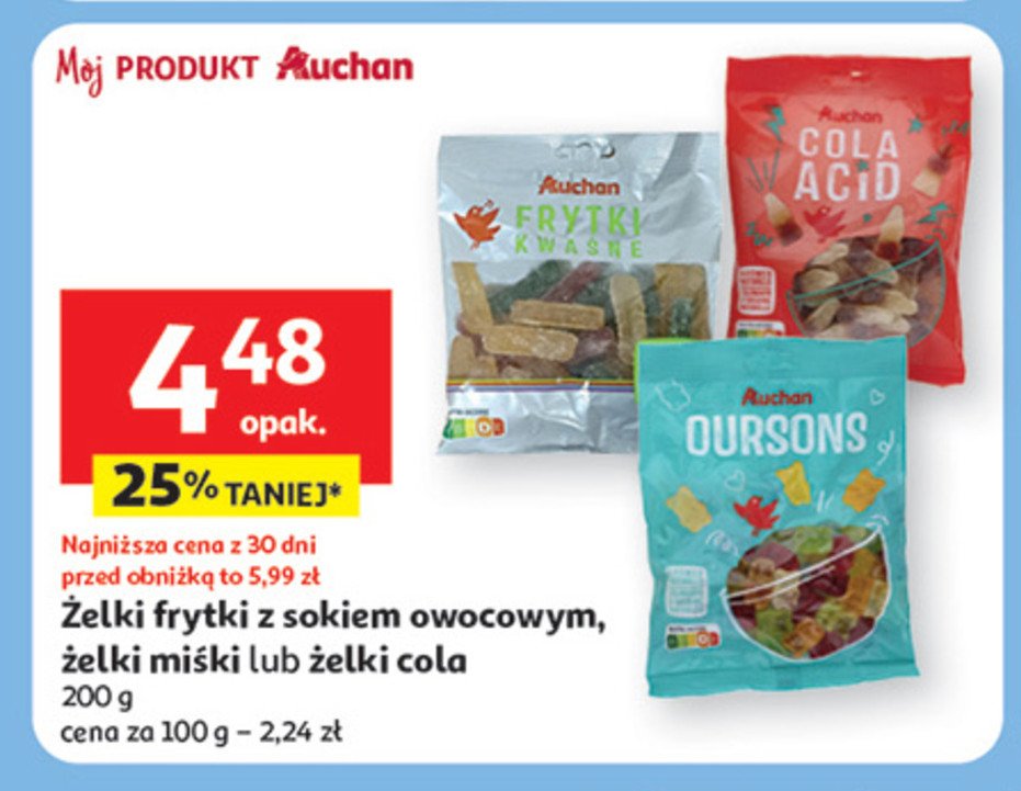 Żelki frytki kwaśne Auchan promocja