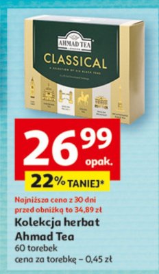 Herbata Kolekcja herbat Ahmad Tea 60 torebek promocja w Auchan