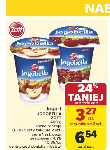 Jogurt wiśnia Jogobella promocja w Carrefour