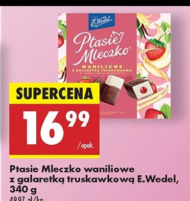 Czekoladki waniliowe z galaretką truskawkową E. wedel ptasie mleczko promocja