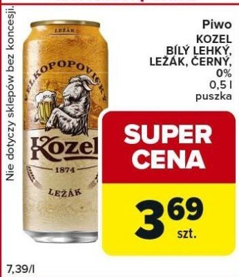 Piwo KOZEL BIŁY LEHKY, LEZAK, CELNY 0% 0,5l puszka promocja w Globi