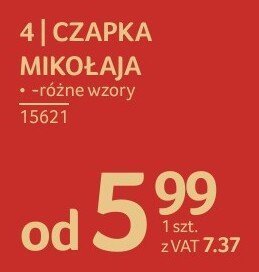 Czapka Mikołaja różne wzory promocja w Selgros