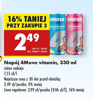 Napój witaminy + minerały 4move active vitamin promocja w Biedronka