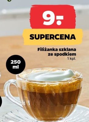 Filiżanka szklana ze spodkiem 270 ml promocja w Netto