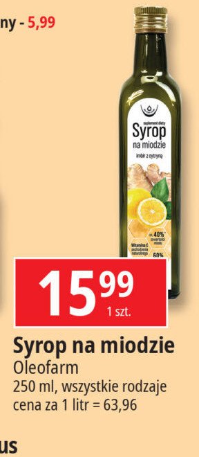 Syrop na miodzie imbir z cytryną Oleofarm promocja