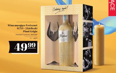 Wino musujące Freixenet 0,75 l + 2 kieliszki Pinot Grigio promocja w POLOmarket