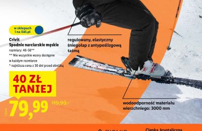 Spodnie narciarskie męskie  promocja w Lidl