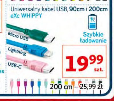 Kabel micro usb whippy 2m fioletowy Exc promocja