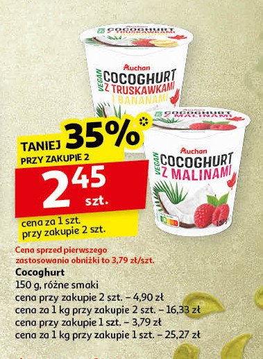 Cocoghurt z truskawkami i bananami Auchan różnorodne (logo czerwone) promocja