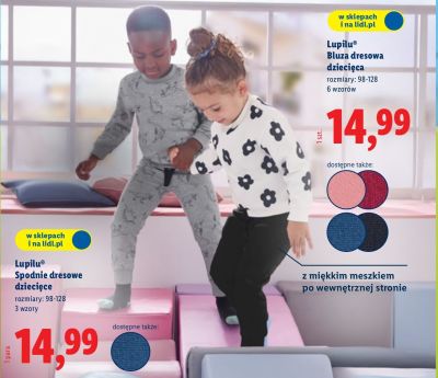 Spodnie dresowe dziecięce Lupilu, rozmiary: 98-128 promocja w Lidl