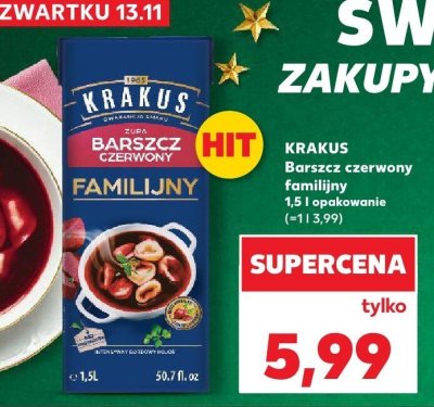 Barszcz czerwony familijny Krakus 1.5L promocja w Kaufland