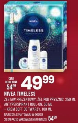 Zestaw prezentowy Nivea Timeless żel pod prysznic, 250 ml + dezodorant, 50 ml + krem soft do twarzy, 100 ml promocja w Drogerie Natura