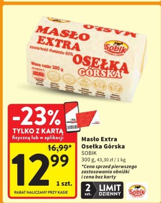 Masło Extra Osełka Górska Sobik promocja w Intermarche
