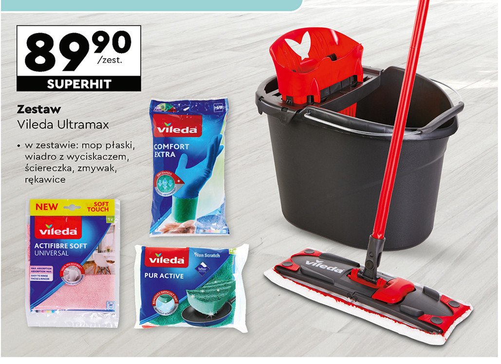 Zestaw ultramat turbo mop płaski + wiadro Vileda promocja