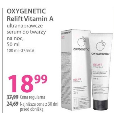 Serum ultranawcze do twarzy na noc OXYGENETIC Relift Vitamin A promocja w Hebe