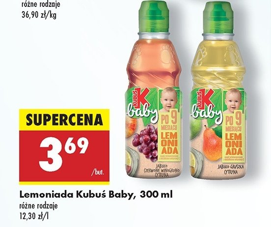 Lemoniada jabłko-gruszka-cytryna Kubuś baby promocja w Biedronka
