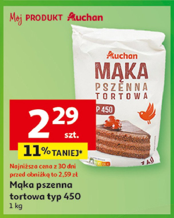 Mąka pszenna tortowa Auchan promocja w Auchan